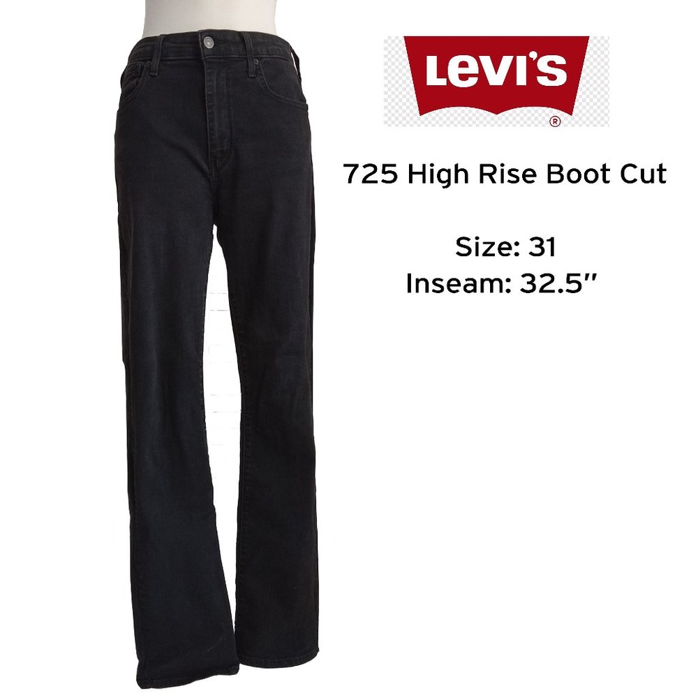 Levi's 725 High Rise Bootcut Black Jeans Women's Size 31
